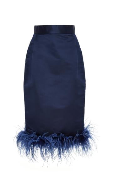 Alison Brett Duchess Satin Pencil Skirt With Ostrich Feathers