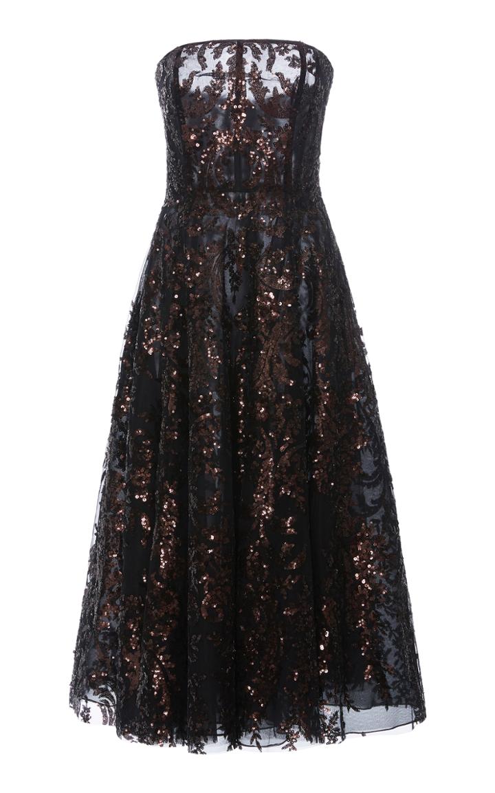 Naeem Khan Strapless Sequin Dress