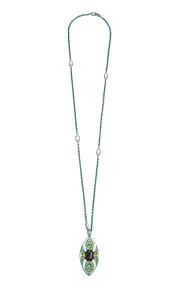 Arunashi One-of-a-kind Rhodonite & Demantoid Necklace