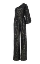 Saloni Lily Embellished One-shoulder Crepe Jumpsuit