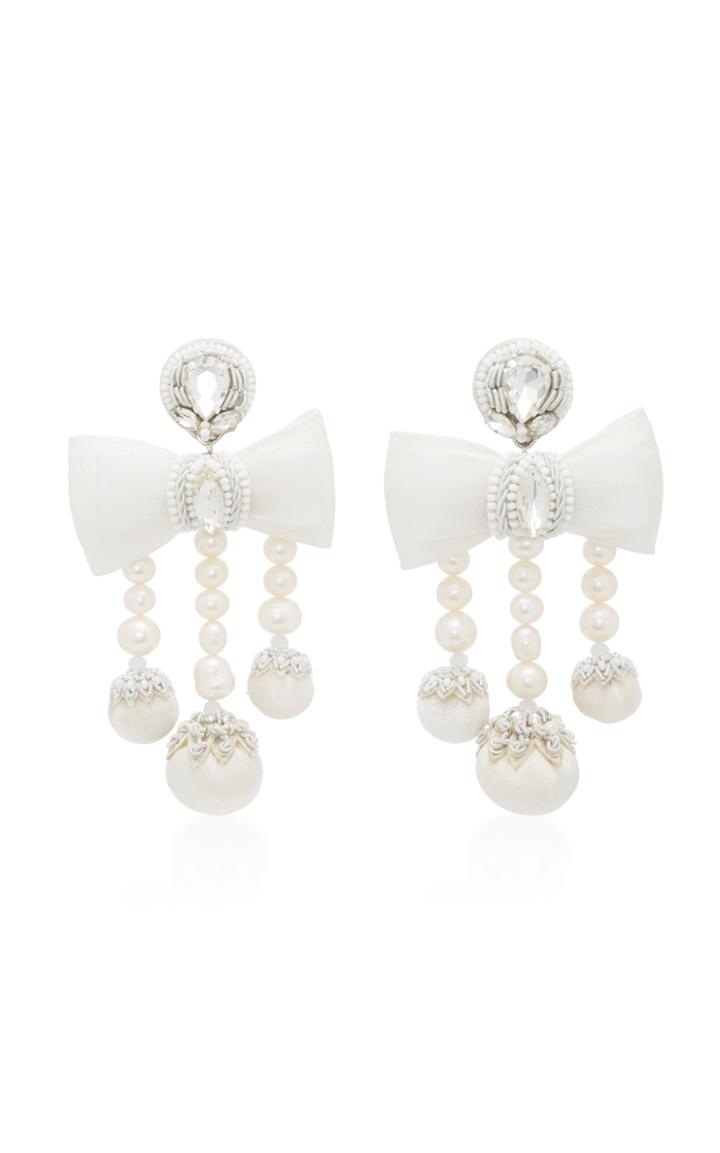 Ranjana Khan White Bow Earrings