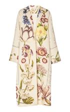 Oscar De La Renta Embroidered Collarless Wool Coat