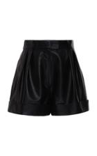 Moda Operandi Valentino Cuffed High-rise Leather Mini Shorts Size: 38