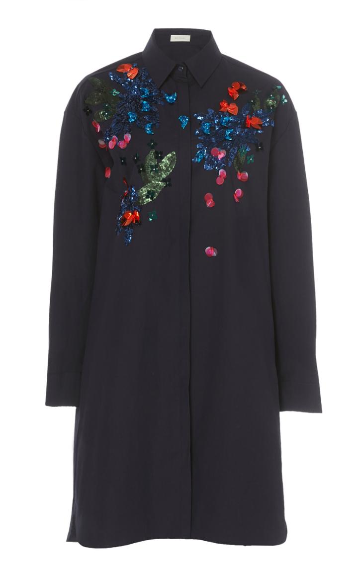 Delpozo Embellished Cotton Poplin Shirt Dress