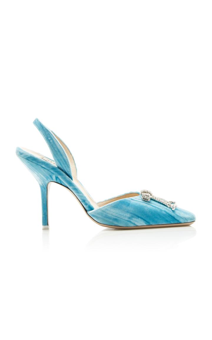 Attico Mara Jeweled Velvet Slingback