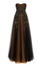 J. Mendel Embellished Organza Strapless Gown
