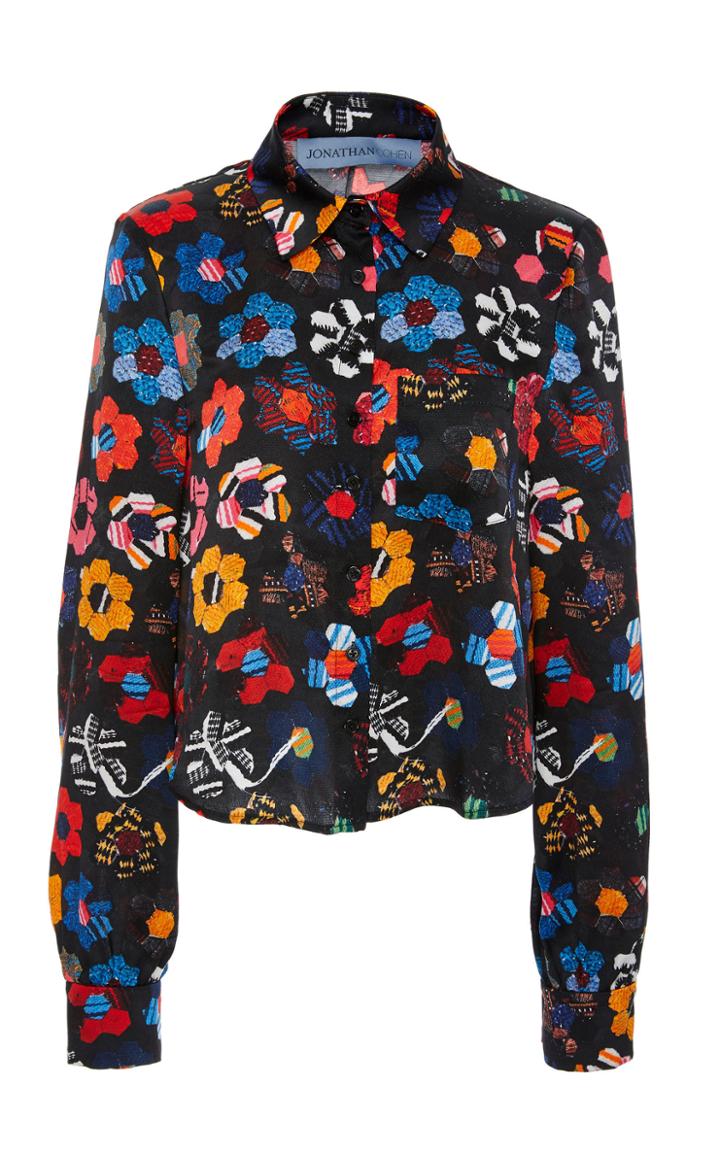 Jonathan Cohen Max Printed Silk Top
