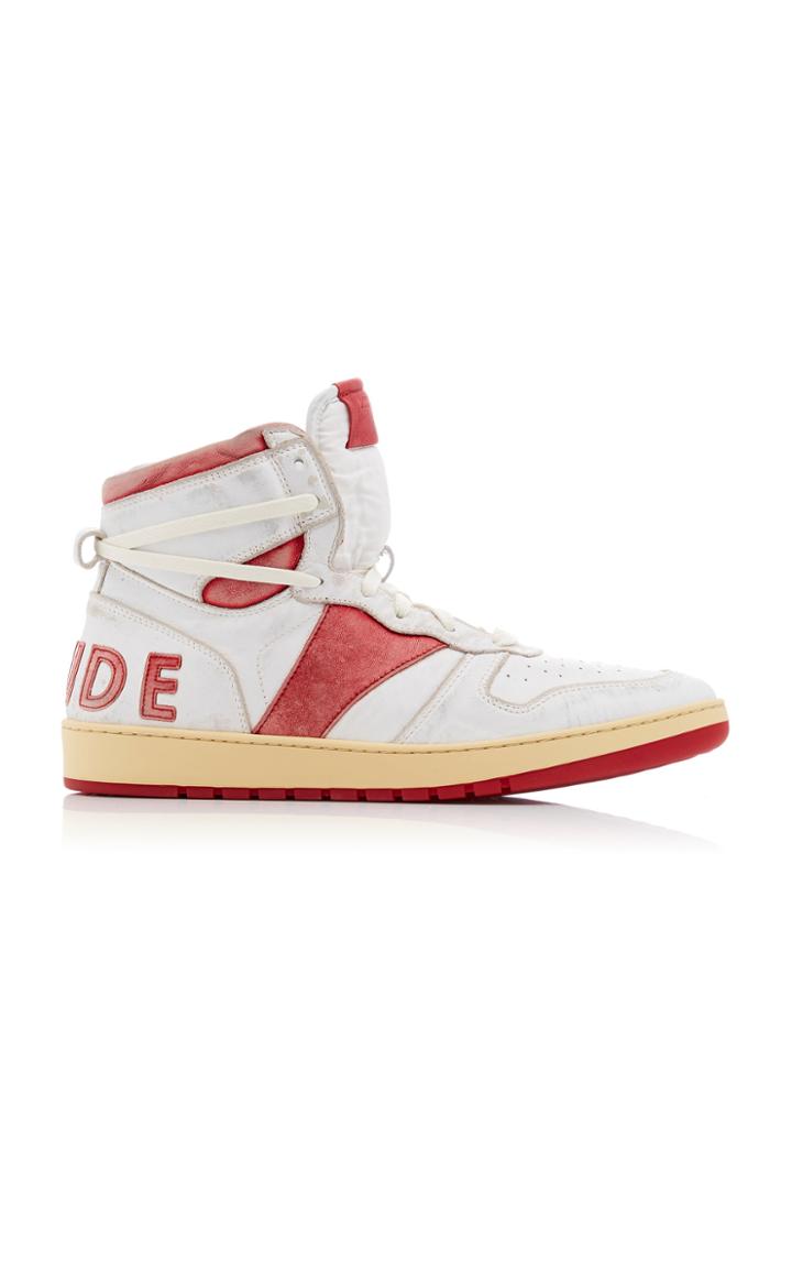 Rhude V1 High-top Leather-blend Sneakers