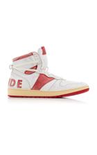 Rhude V1 High-top Leather-blend Sneakers