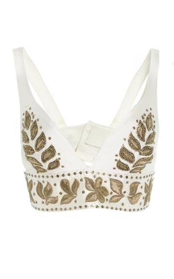 Amelia Brown Embellished Crop Top