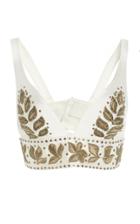 Amelia Brown Embellished Crop Top