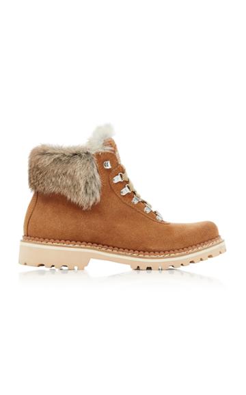 Montelliana Fur-trimmed Suede Lace-up Boots