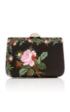 Giambattista Valli Satin Clutch With Floral Embroidery