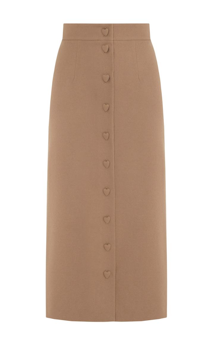 George Keburia Button Down Wool-blend Midi Skirt