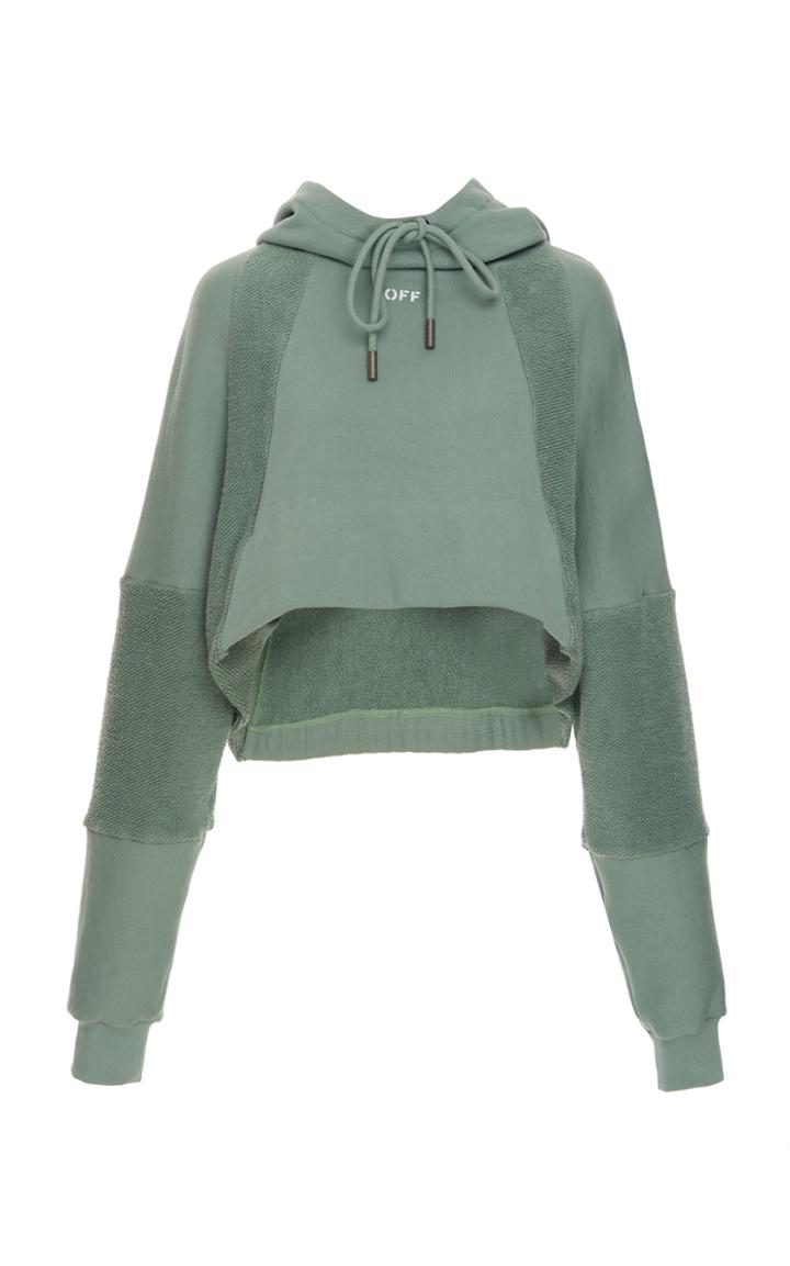 Off-white C/o Virgil Abloh Intarsia Cropped Cotton Hoodie