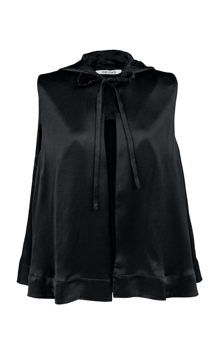 Moda Operandi Deitas Veste Silk Satin Sleeveless Hooded Cape
