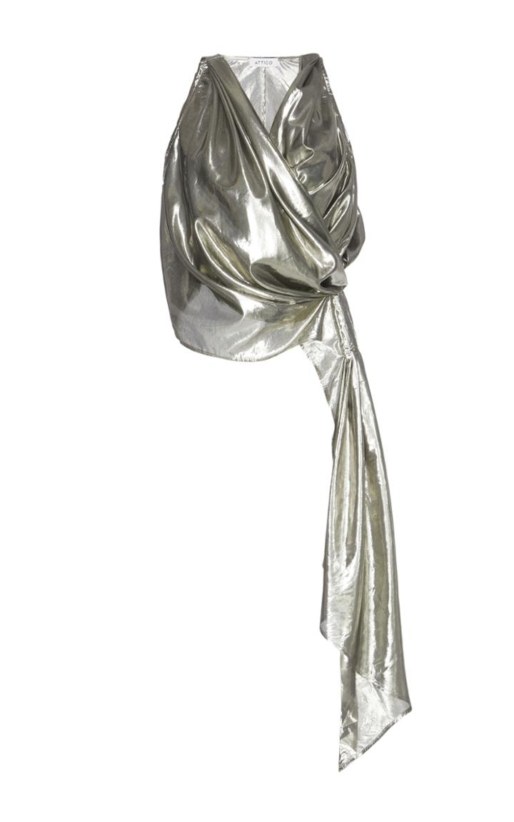 Attico Piper Metallic Drape Top