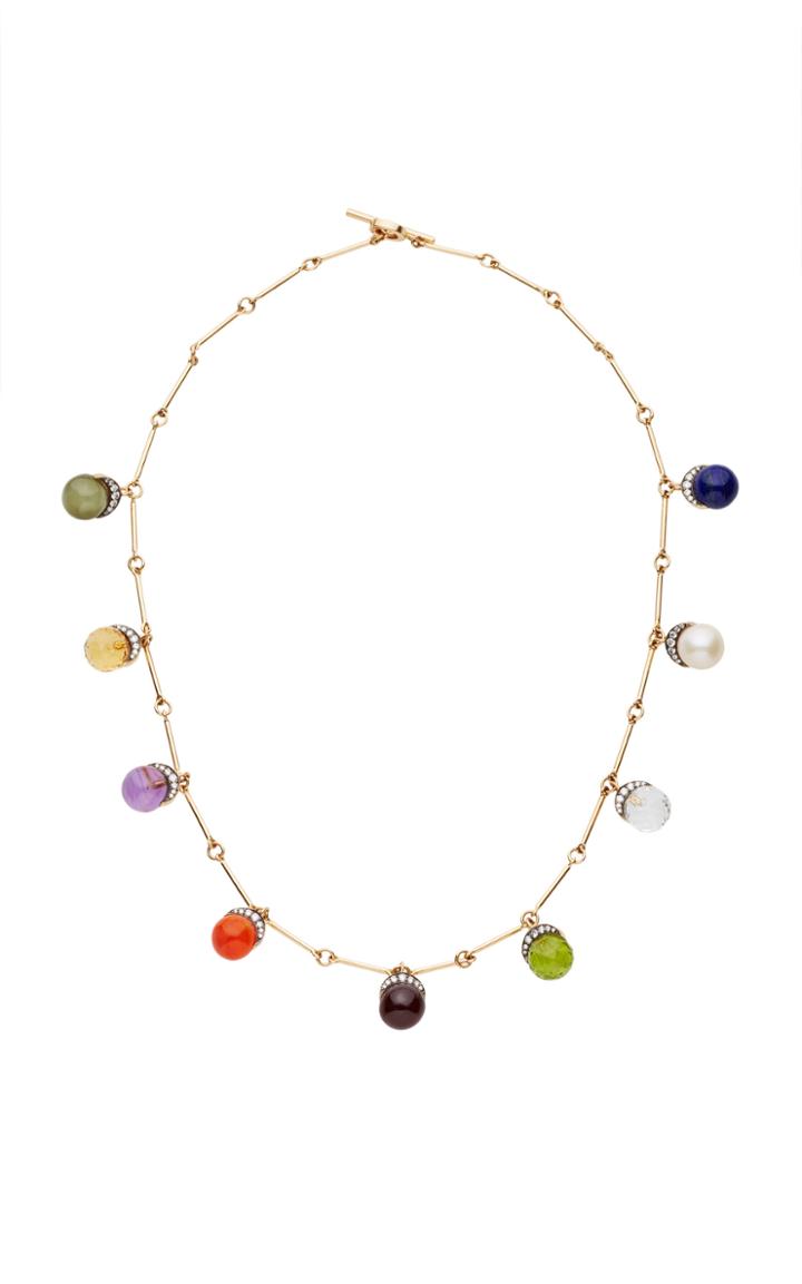 Noor Fares Upratna Mala Necklace In Yellow Gold With Various Coloured Stones & Diamonds