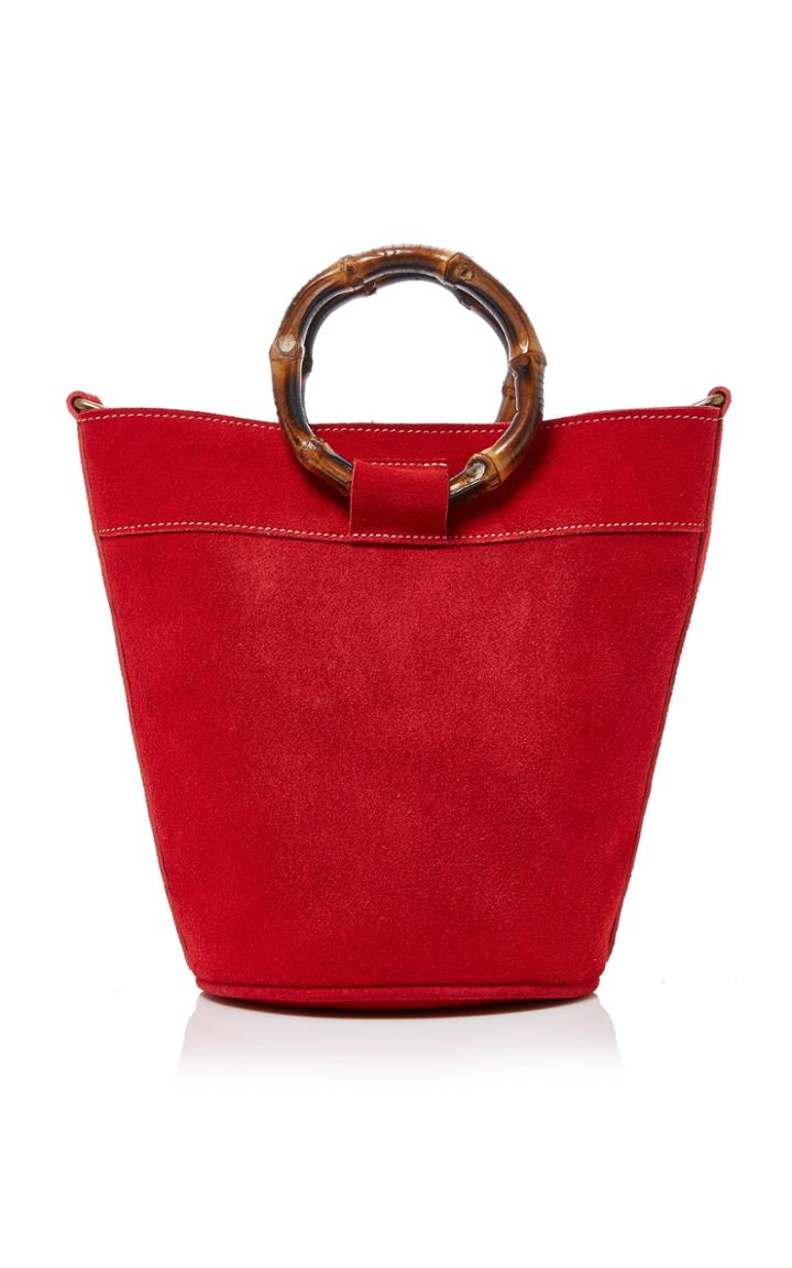 Glorinha Paranagua Yasmine Bamboo-trimmed Suede Shoulder Bag
