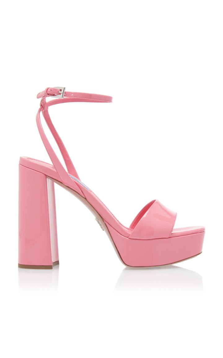 Prada Patent Leather Block Heel Sandals