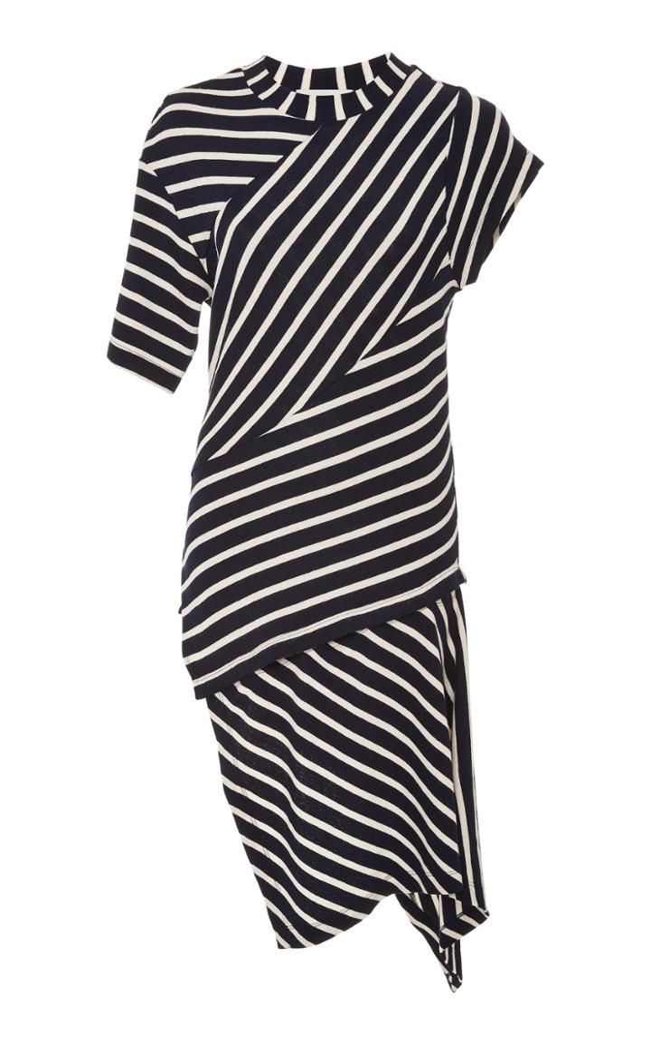 Monse Asymmetric Striped Cotton-jersey T-shirt