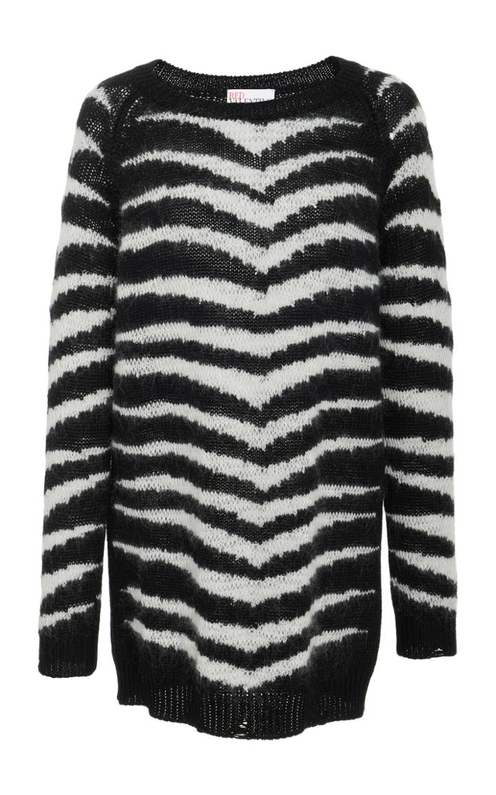 Red Valentino Longline Striped Knit Sweater