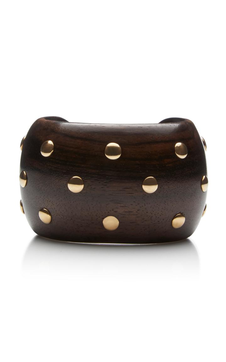 Rosa De La Cruz 18k Gold Stud-embellished Ebony Cuff