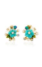 Anabela Chan 18k Gold Vermeil Diamond And Turquoise Bouquet Earrings
