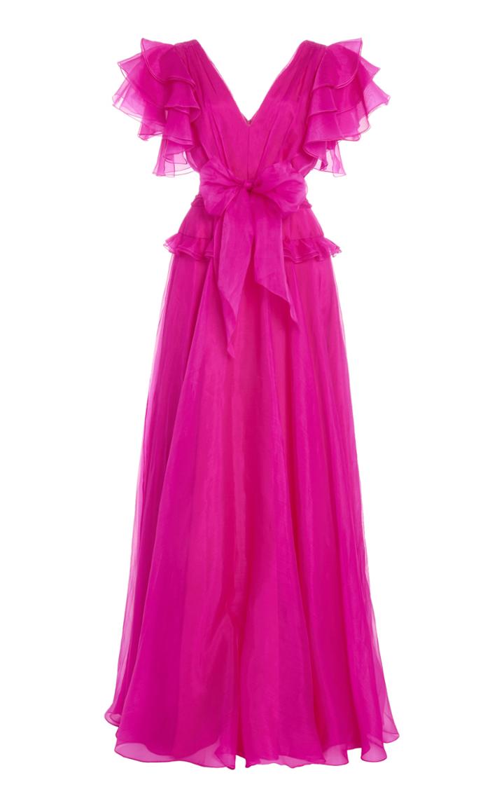 Moda Operandi Jenny Packham Carolina Belted Ruffle-trimmed Organza Gown