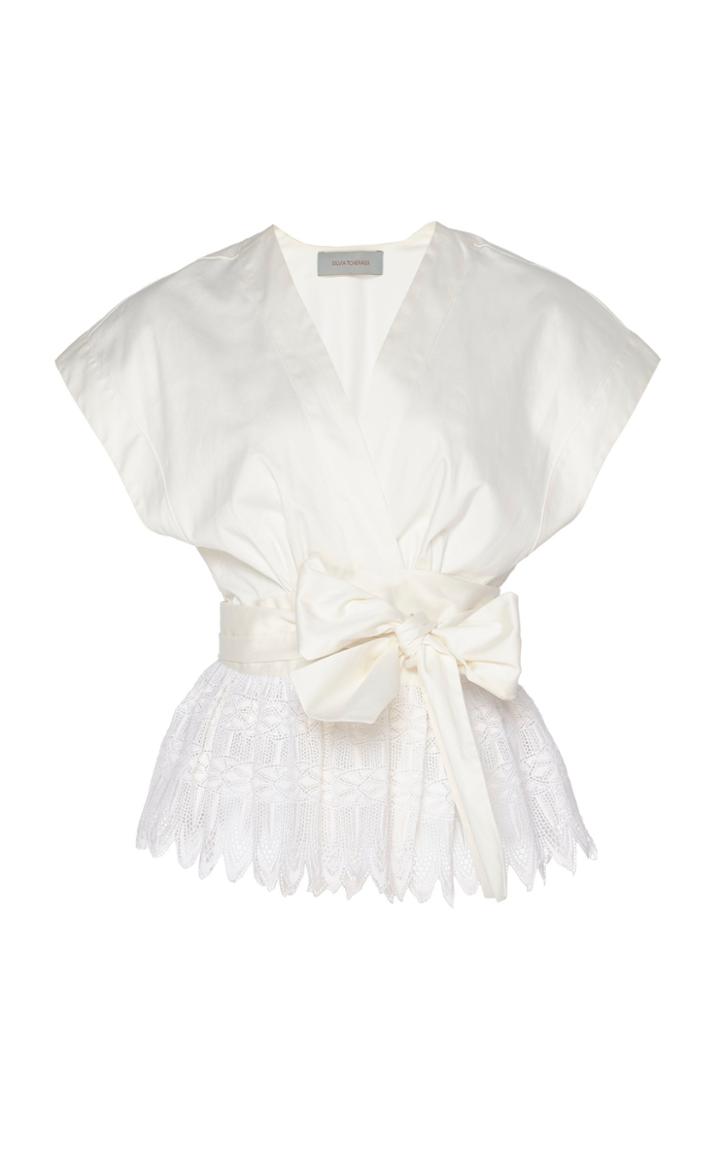 Moda Operandi Silvia Tcherassi Cayena Lace-trimmed Poplin Top Size: Xs