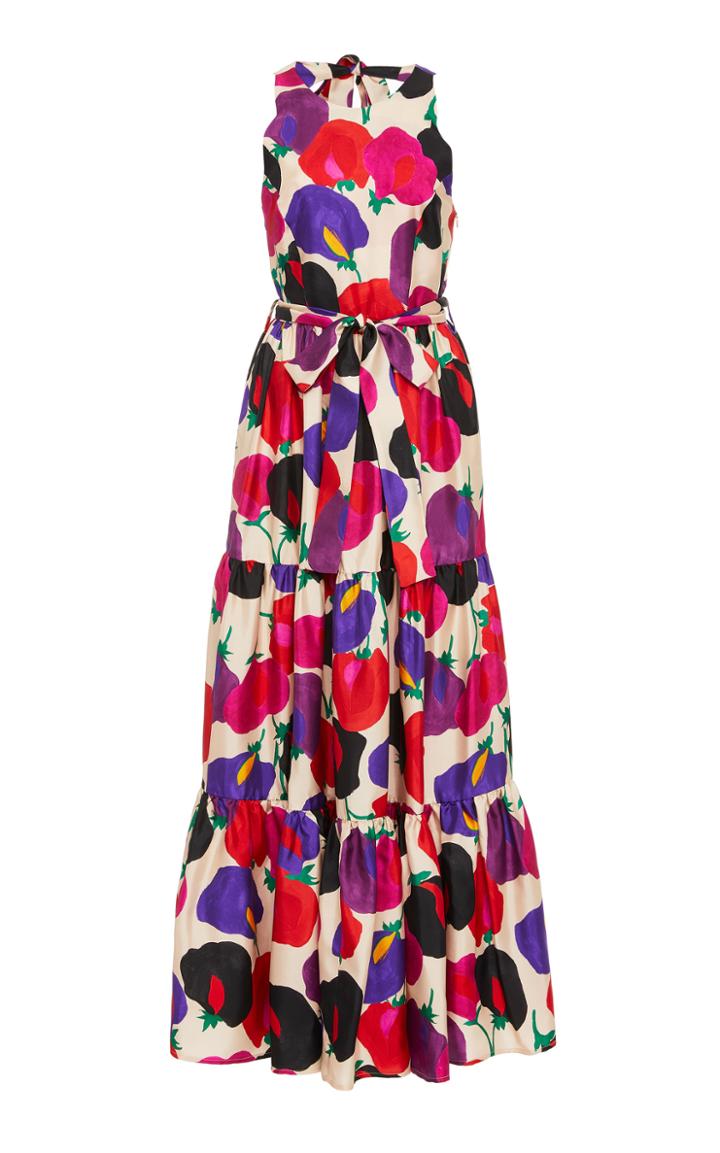 La Doublej Pellicano Americano Silk Maxi Dress Size: Xs