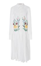 Carolina Herrera Long Sleeve Embroidered Shirt Dress
