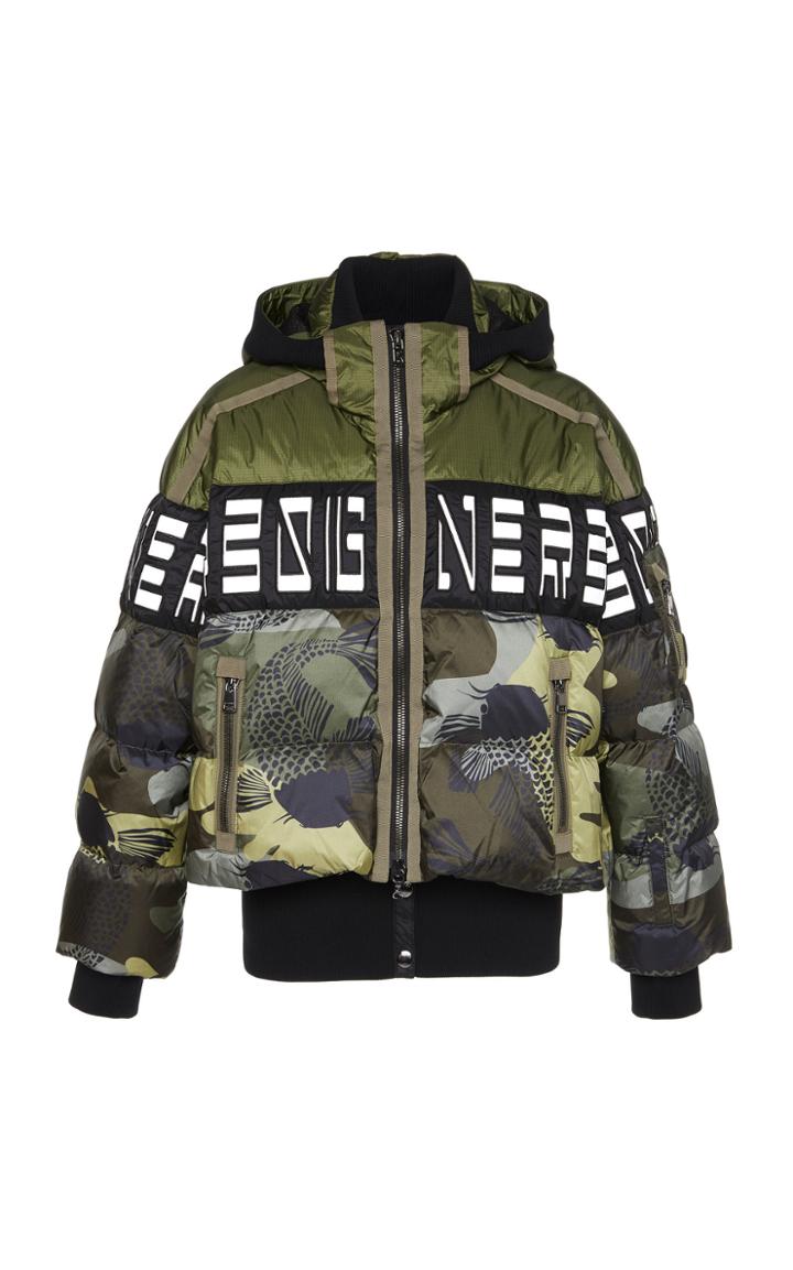 Bogner Tess Printed Hooded Quilted Shell Down Coat Size: 4
