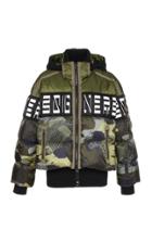 Bogner Tess Printed Hooded Quilted Shell Down Coat Size: 4