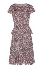 Zac Posen Fitted Cotton Print Midi Dress