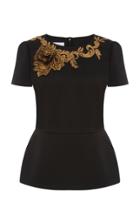 Marchesa Floral Embroidered Peplum Top