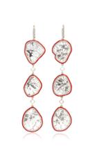 Moda Operandi Nina Runsdorf Phoenix Slice Diamond Red Enamel Three Tiered Earrings