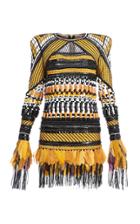 Balmain Feather-trim Embroidered Dress