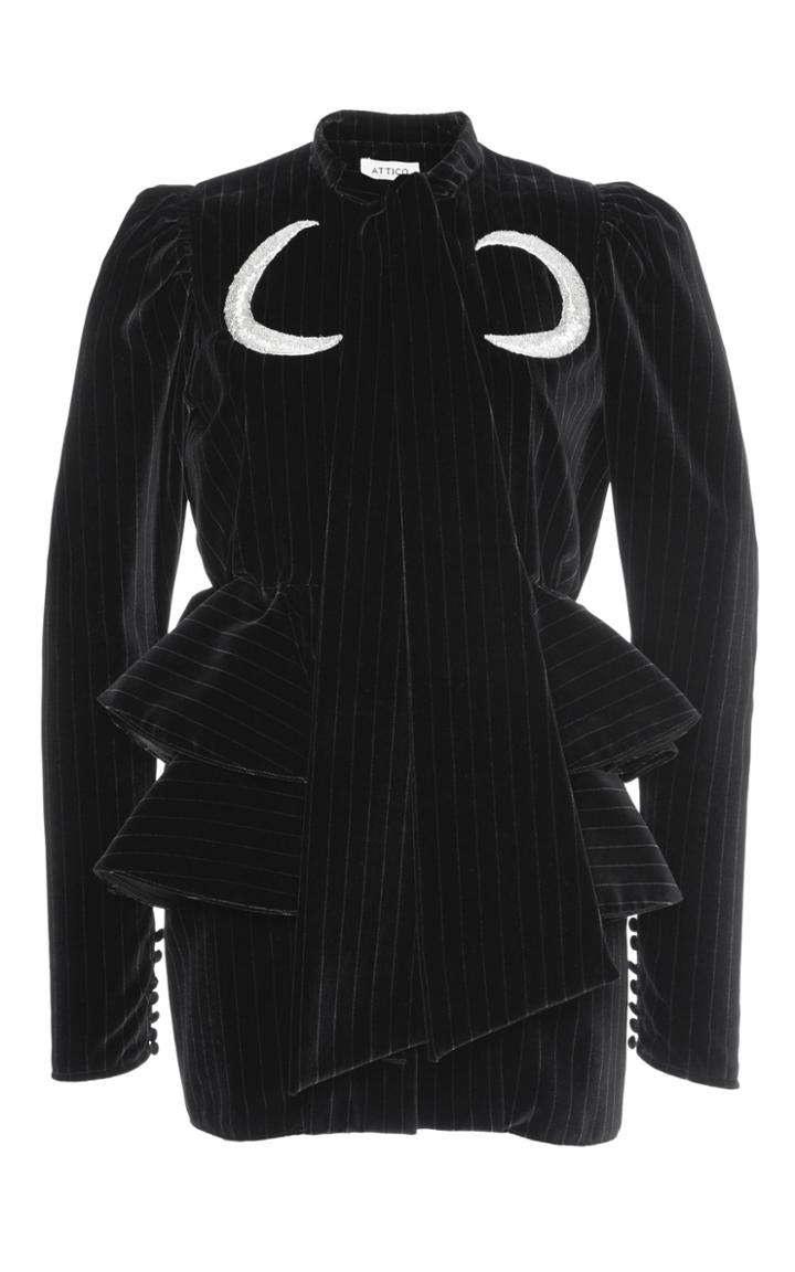 Attico Luna Embroidered Velvet Dress