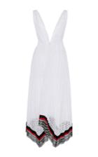 Oscar De La Renta Sleeveless Deep V Neck Pleated Dress