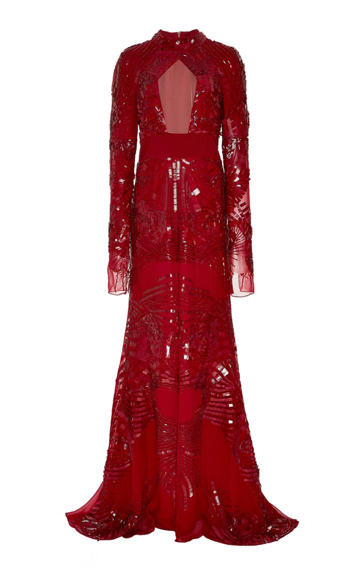 Bibhu Mohapatra Beaded Long Sleeve Gown