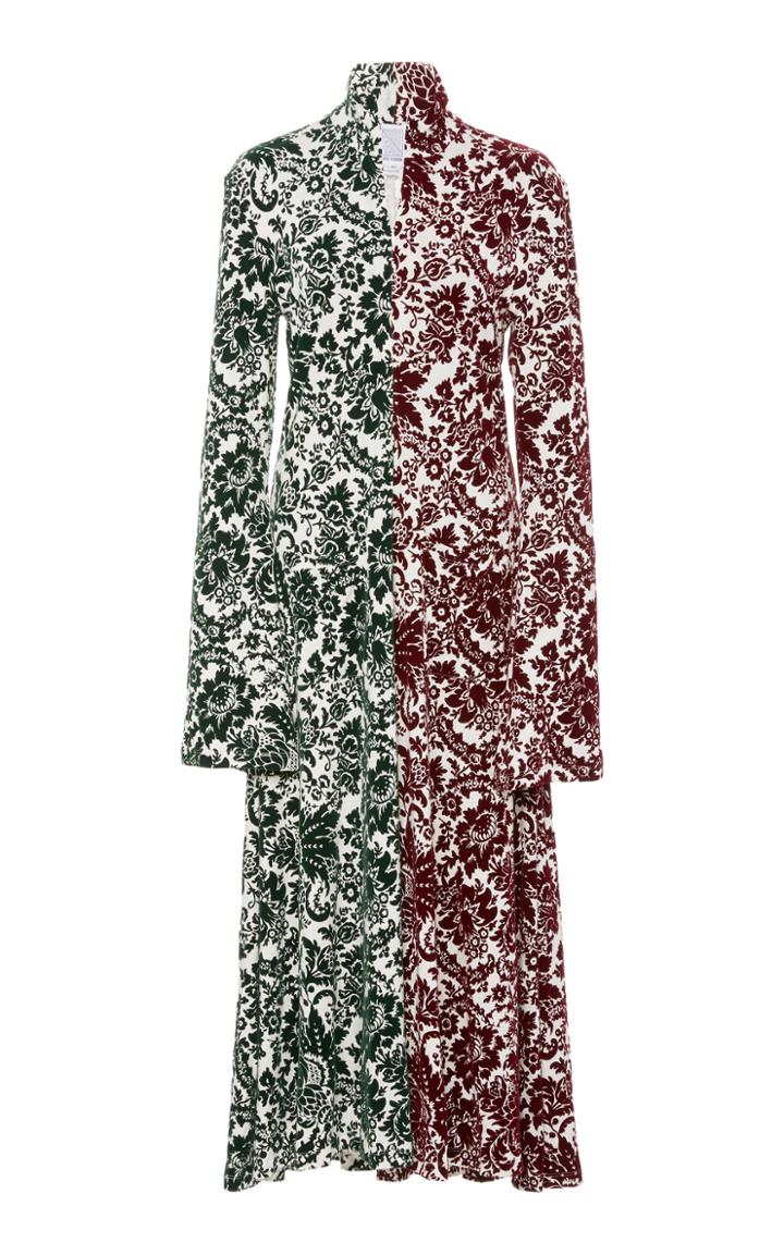 Rosie Assoulin Hans Yolo Two-tone Floral-print Cady Midi Dress