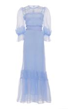Moda Operandi Luisa Beccaria Lace Embellished Chiffon Maxi Dress Size: 40