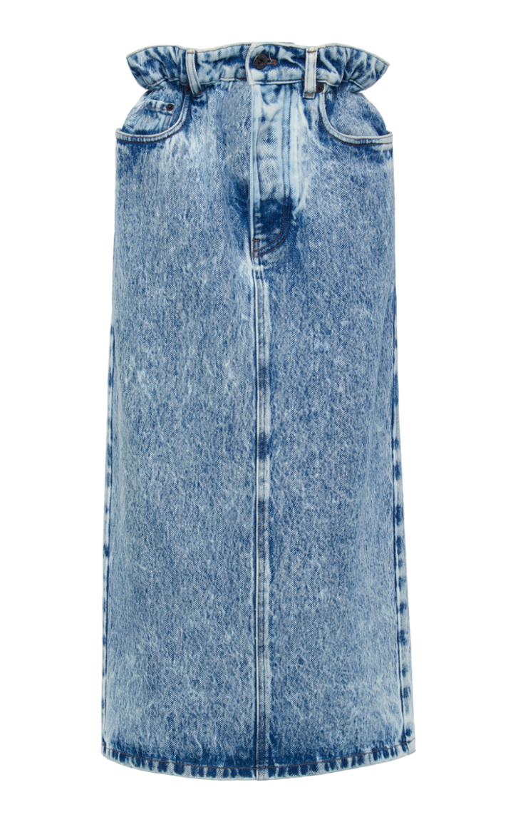 Miu Miu Marbled Denim Midi Skirt
