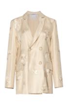 Moda Operandi Huishan Zhang Jacqueline Double Breasted Floral-jaquard Blazer Size: 6