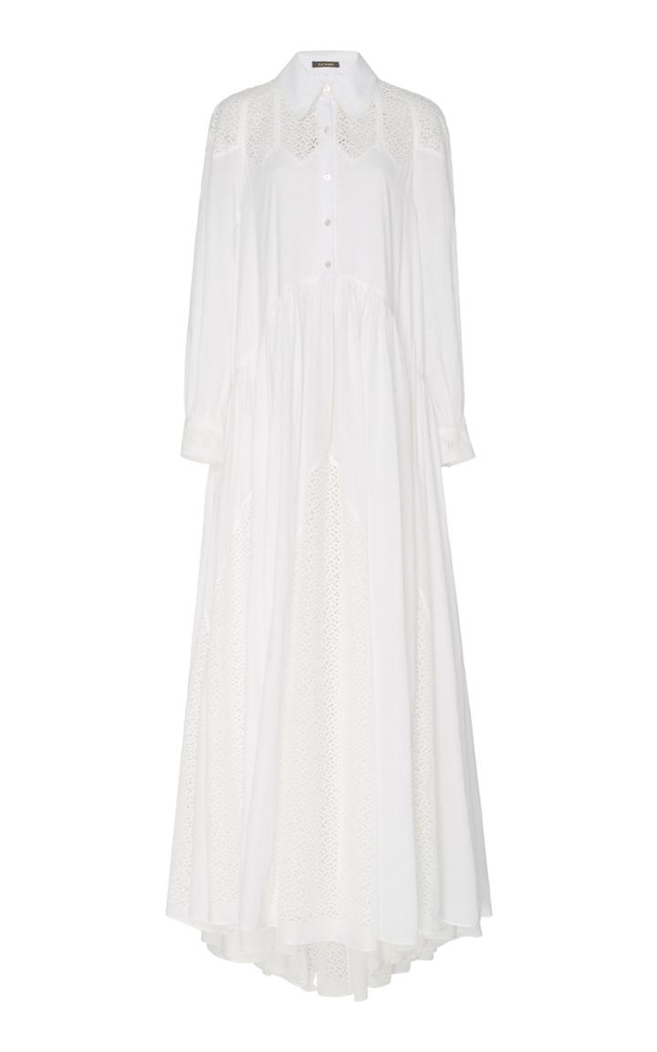 Moda Operandi Zac Posen Broderie Anglaise Cotton Maxi Dress Size: 0