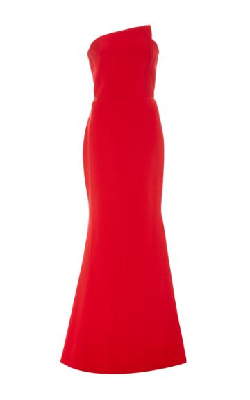 Romona Keveza Strapless Asymmetrical Gown