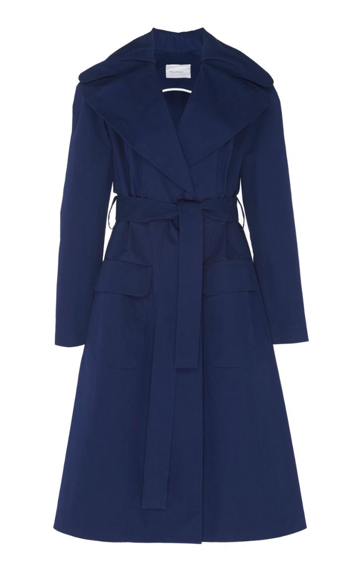 Delpozo Wide Lapel Cotton Trench Coat