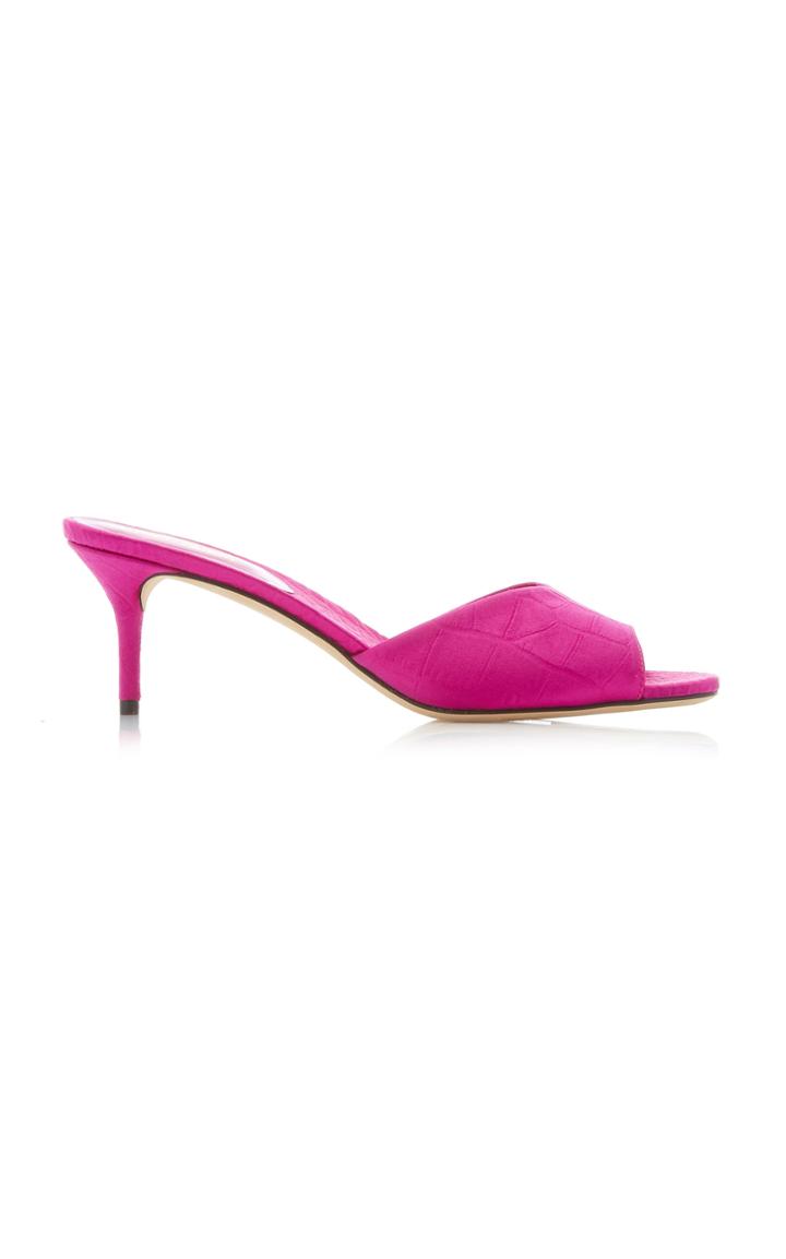 Paris Texas Croc-effect Satin Slide Sandals