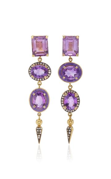 Sarah Hendler Shirley Spear Cocktail Earrings-purple Amethyst